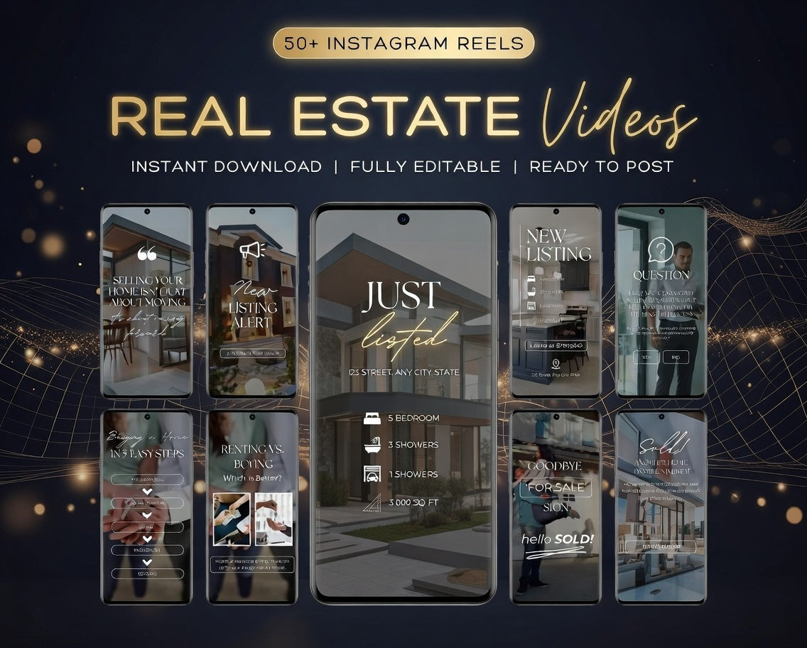 50+ real estate videos on Canva / Real estate social media / Real estate marketing / Canva templates for Instagram / Templates